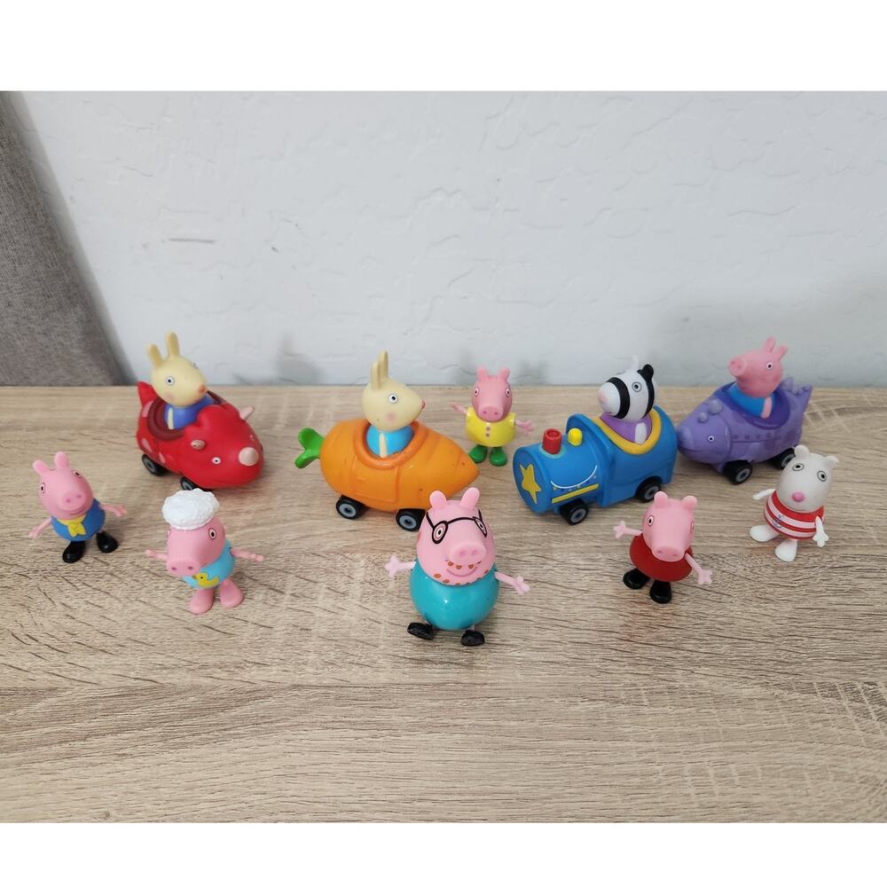 Vintage Peppa Pig Vehicle Race Figures Friends Toy LOT Vehicles Jazwares Animals
